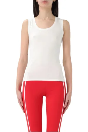 Patrizia Pepe Femme, Tops, Blanc, Taille: 40 FR Haut Blanc sans Manches Col en V