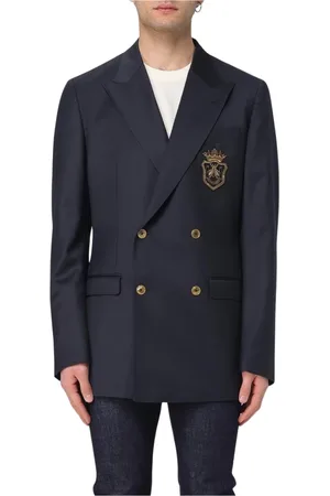 Dolce & Gabbana Homme, Costumes, Bleu, Taille: XL Blazer Bleu avec Blason Brodé