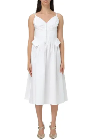 Elisabetta Franchi Femme, Robes, , Taille: 38 FR Robe Midi Élégante en Ivoire