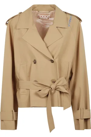 Marni Femme, Manteaux, Brun, Taille: 38 FR Trench beige en laine vierge à double boutonnage