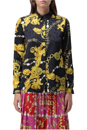 VERSACE Femme, Blouses et Chemises, Multicolore, Taille: 36 FR Chemise en soie à imprimé baroque
