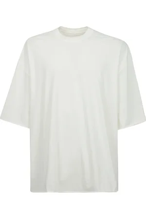 Rick Owens Femme, Tops, Blanc, Taille: ONE Size T-shirt en coton blanc à col rond