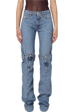 COPERNI Femme, Jeans, Bleu, Taille: 38 FR Jean à double couche avec détails de boutons