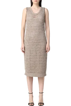 Brunello Cucinelli Femme, Robes, , Taille: 38 FR Robe Midi Élégante Texturée