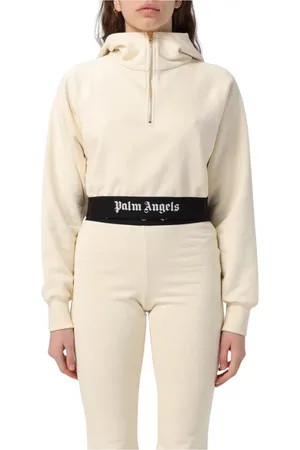 Palm Angels Femme, Sweatshirts et sweats à capuche, Blanc, Taille: 40 FR Sweat à Capuche HalfZip Blanc
