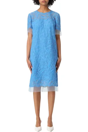 ERMANNO SCERVINO Femme, Robes, Bleu, Taille: 42 FR Élégante Robe en Dentelle avec Tulle