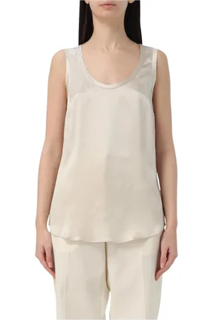 Brunello Cucinelli Femme, Tops, , Taille: 36 FR Haut Cami en Soie Marron Design Élégant