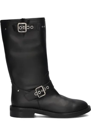 Via Roma Femme, Chaussures, Noir, Taille: 38 EU Bottes de motard avec boucles en daim noir