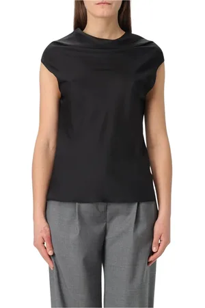 Serafini Femme, Tops, Noir, Taille: 44 FR Haut Élégant Noir à Manches Courtes