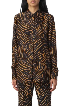 ALBERTO BIANI Femme, Blouses et Chemises, Noir, Taille: 38 FR Chemisier en Soie Imprimé Zèbre