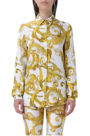 VERSACE Femme, Blouses et Chemises, Multicolore, Taille: 38 FR Chemisier en Soie à Imprimé Baroque