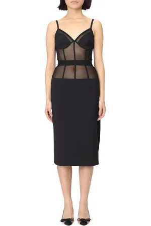 Elisabetta Franchi Femme, Robes, Noir, Taille: 40 FR Robe Midi en Maille Noire