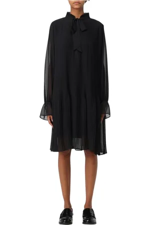 Aspesi Femme, Robes, Noir, Taille: 38 FR Élégante Robe Noire Plissée Mini