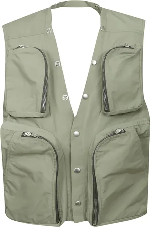 Rick Owens Homme, Vestes, Vert, Taille: L Gilet Cargo en Celadon Tech Faille