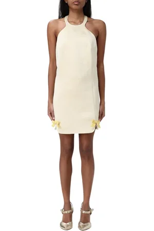 Elisabetta Franchi Femme, Robes, Jaune, Taille: 40 FR Robe Bleue à Col Halter avec Nœuds Latéraux