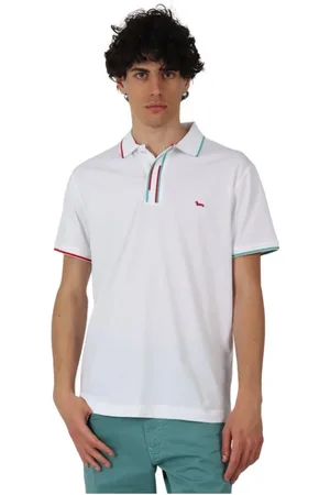 HARMONT&BLAINE Homme, Tops, Blanc, Taille: XL Polo Avec DES Bordures Multicolores