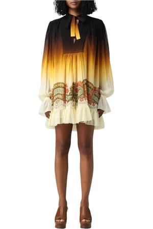 Etro Femme, Robes, Jaune, Taille: 36 FR Mini Robe en Soie Jaune avec Volant