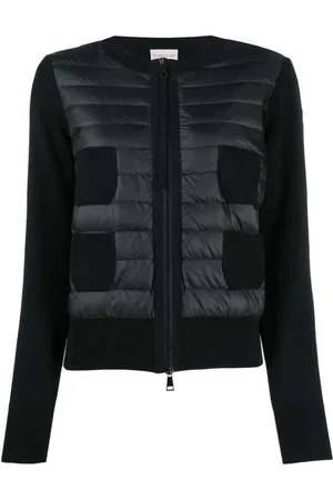 Moncler Femme, Vestes, Noir, Taille: 40 FR Cardigan rembourré noir avec logo patch