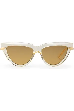 Bottega Veneta Femme, Accessoires, , Taille: ONE Size Lunettes de soleil classiques en acétate Transparent Blanc/Or