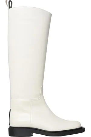 3Juin Femme, Chaussures, Blanc, Taille: 40 EU Bottes Blanches en Cuir au Genou