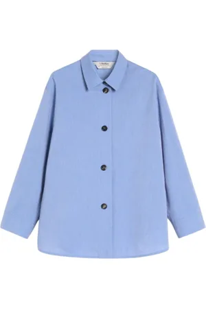 Max Mara Femme, Blouses et Chemises, Bleu, Taille: 36 FR Chemise en Toile de Coton Bleu Pétrole