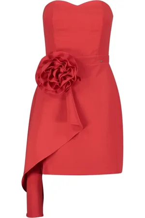 Gaudi Femme, Robes, Rouge, Taille: 42 FR Robe Rouge Florale Mini avec Volants