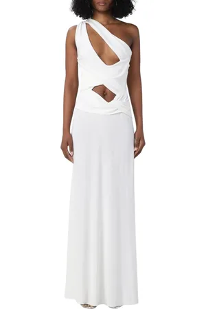 Alberta Ferretti Femme, Robes, Blanc, Taille: 36 FR Robe Maxi Élégante Une Épaule