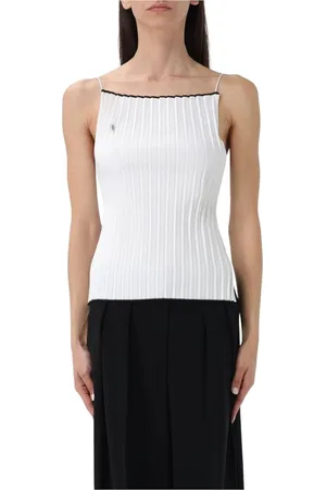 Jacquemus Femme, Tops, Blanc, Taille: 40 FR Haut Blanc Sans Manches à Encolure Carrée Côtelée