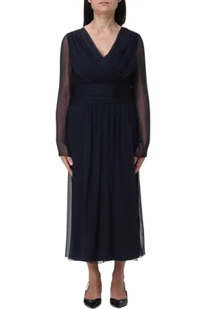 Alberta Ferretti Femme, Robes, Bleu, Taille: 42 FR Robe Midi Bleue à Manches Transparentes