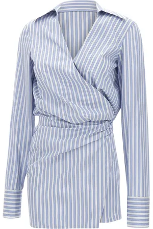 The Attico Femme, Robes, Bleu, Taille: 34 FR Mini-robe rayée à col en V