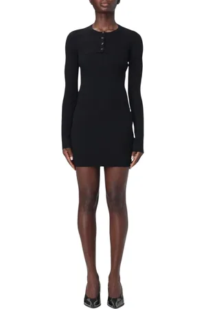 Alexander Wang Femme, Robes, Noir, Taille: 40 FR Robe Mini en Tricot Côtelé avec Détail de Bouton