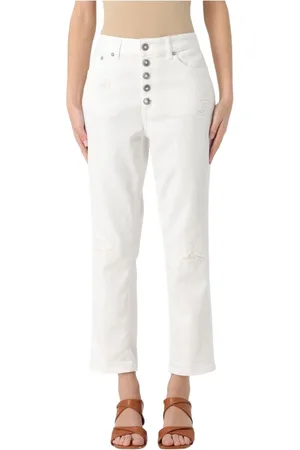 Dondup Femme, Jeans, Blanc, Taille: W27 Jean Blanc Droit Déchiré