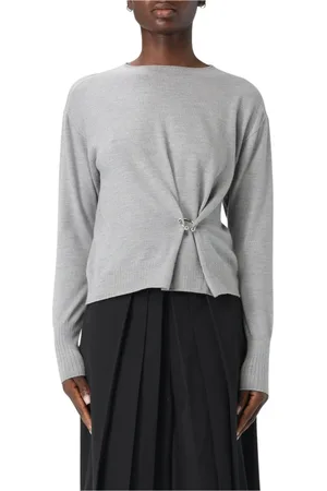Patrizia Pepe Femme, Pulls, Gris, Taille: 38 FR Pull en Tricot Gris avec Détails Côtelés