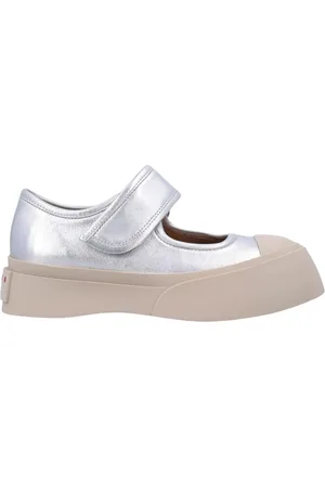 Marni Femme, Chaussures, Gris, Taille: 36 EU Baskets Plateforme Argent Cuir Métallique