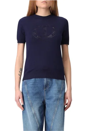 Twin-Set Femme, Pulls, Bleu, Taille: 44 FR Pull en Laine Mérinos Bleu