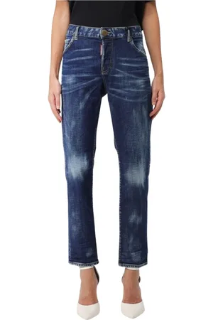 Dsquared2 Femme, Jeans, Bleu, Taille: 36 FR Jean Droit Déchiré