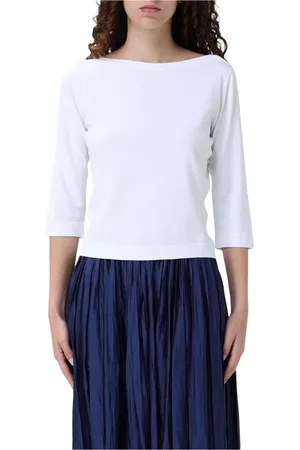 Roberto Collina Femme, Tops, Blanc, Taille: 38 FR Pull blanc à col bateau tricoté