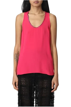 GENNY Femme, Tops, Rose, Taille: 40 FR Haut noir sans manches orné