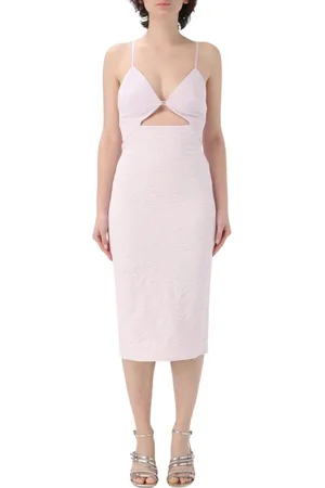 Elisabetta Franchi Femme, Robes, Rose, Taille: 40 FR Robe Midi en Dentelle Rose Style Élégant