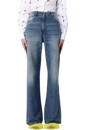 Msgm Femme, Jeans, Bleu, Taille: 38 FR Premium Wide Leg Denim Jeans
