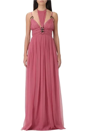 Alberta Ferretti Femme, Robes, Rose, Taille: 36 FR Robe Longue en Soie Rose Jupe Plissée