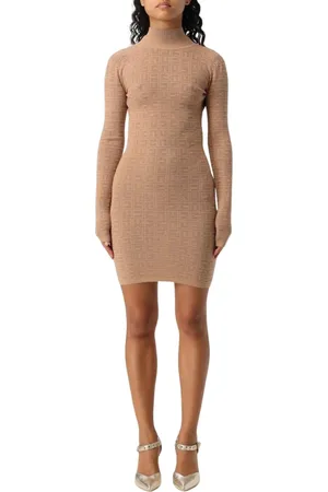 Elisabetta Franchi Femme, Robes, Brun, Taille: 42 FR Robe Mini en Tricot Géométrique Chic