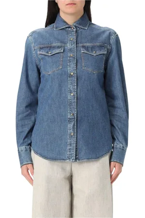 Brunello Cucinelli Femme, Blouses et Chemises, Bleu, Taille: 38 FR Haut sans Manches Bleu avec Col en V