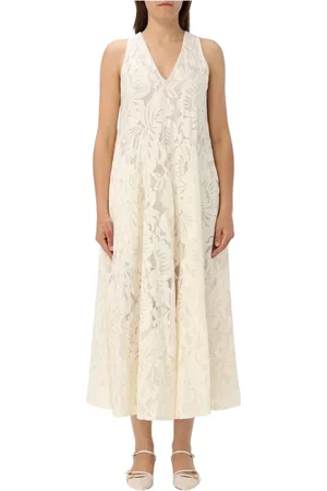 MEIMEIJ Femme, Robes, Blanc, Taille: 36 FR Elegant Floral Lace Midi Dress