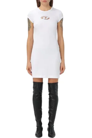 Diesel Femme, Robes, Blanc, Taille: 40 FR Robe Mini Noire avec Découpes