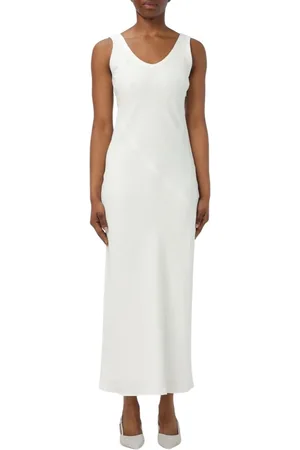 Brunello Cucinelli Femme, Robes, Blanc, Taille: 36 FR Robe Maxi en Soie Blanche Sans Manches