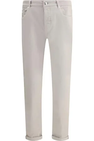 Brunello Cucinelli Homme, Jeans, , Taille: M Jean classique en coton avec patch en cuir