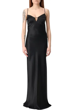 Twin-Set Femme, Robes, Noir, Taille: 36 FR Robe Longue en Soie Élégante