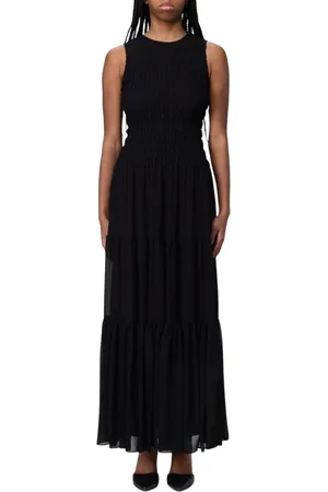 Michael Kors Femme, Robes, Noir, Taille: 40 FR Robe Longue Noire Élégante à Volants
