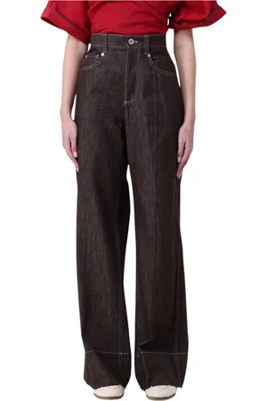 Brunello Cucinelli Femme, Jeans, Brun, Taille: 36 FR Jean marron taille haute et large